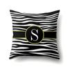 Polyester Pillowcase Zebra Pattern Printing Home Decoration Pillowcase 26 English Letter Cushion Cover Black and White