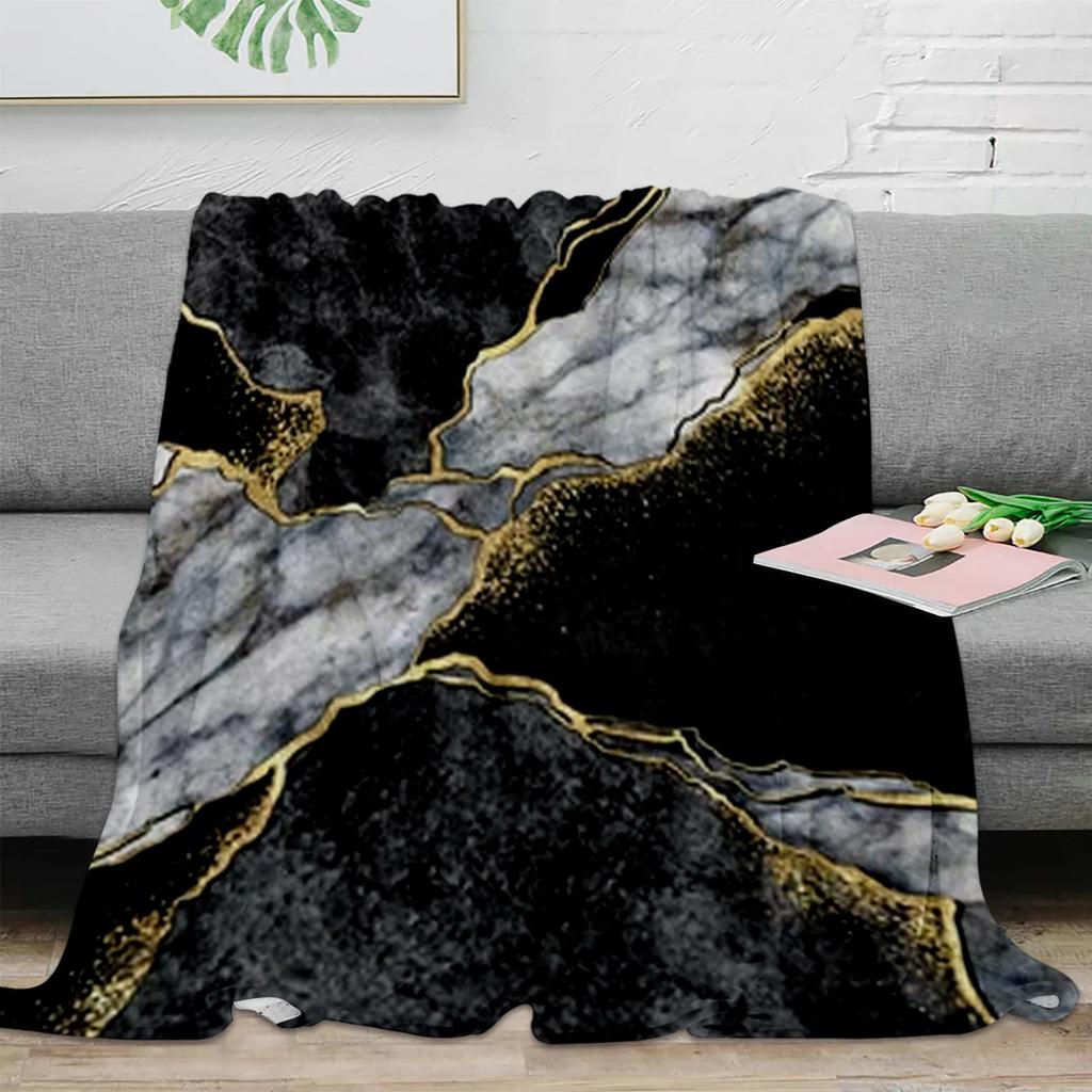 Beautiful Teal Marble Pattern Flannel Blanket Warm Soft Sofa Blanket Winter Sheet Bedspread Camping Travel Blanket