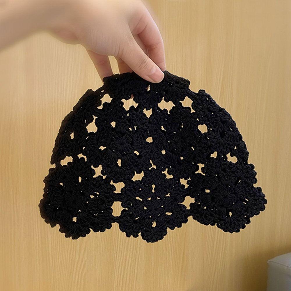 Flowers Beret Cap Lace Skullies Hat Breathable Knitted Hat  for Women