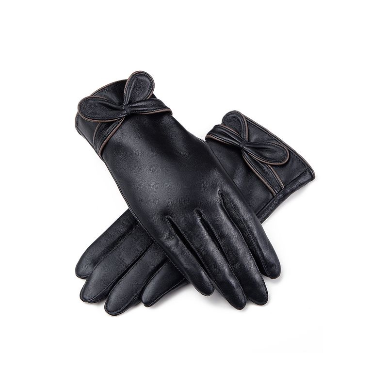 

Leather Gloves Women s Soft Sheepskin Autumn and Winter Thin Cycling Fleece Thickened Driving Heattech Touch Screen Goatskin Cold-Proof Touch Screen 602 black-mercerized S