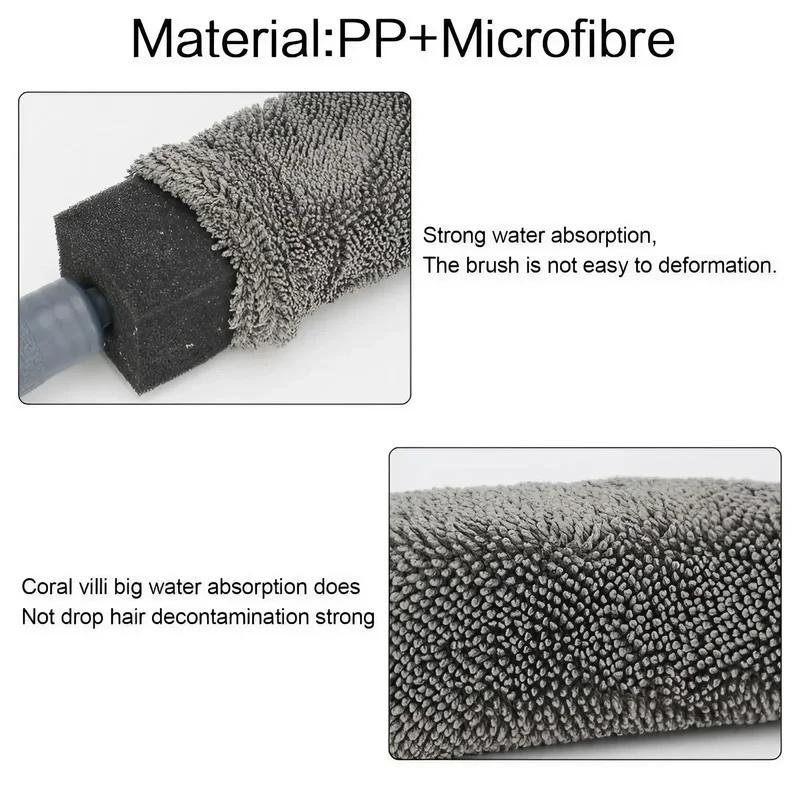 Microfiber Wheel Cleaning Brush Automotive Care Tool Twisted Cloth Detail Brush for Tire Maintenance and Rim Cleaning