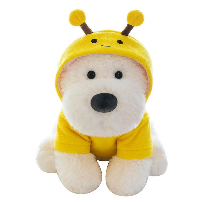 Adorable Plush Highland White Terrier Dog Toy Soft And Cuddly With Bee And Frog Outfits For Kids