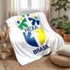 Brazil Football Printed Flannel Blanket Skin Friendly Warm Decorative Throw for Indoor Couch Bed Daily Use