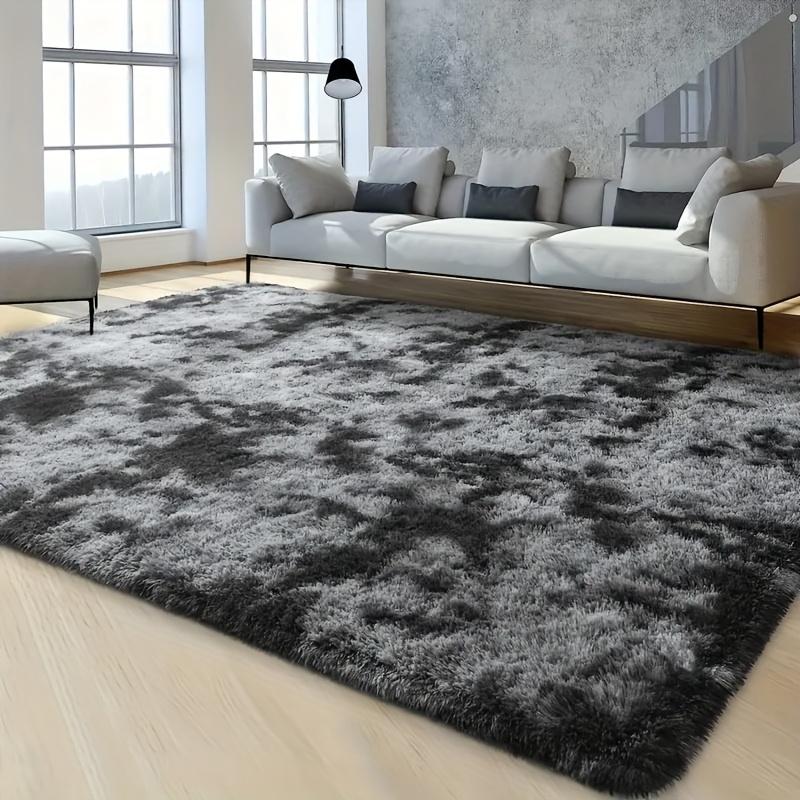 Luxury Black Large Area Plush Rug for Living Room Bedroom Fluffy Carpet,Shaggy Soft Bedside Rug Small Bathroom Floor Mat