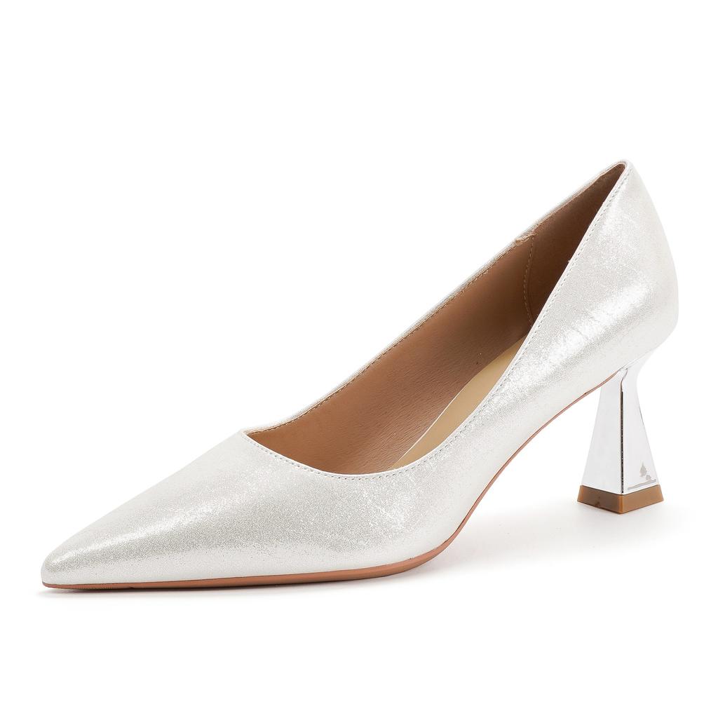 75331 [Schafsleder] High Heels Damen dünne Absätze Frühling 2025 neu Französische spitze flache Pendelschuhe