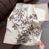 Elegant Floral Scarf Women Imitation Silk Neckerchief Foulard Female Hairbands Echarpe Shawls Wraps Bandanas