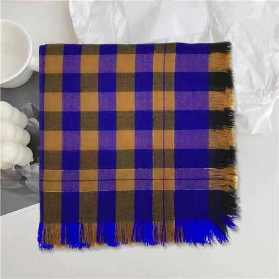 Ullfirkantskjerf med duskdekorasjon Rutemønster Dame Strikkeskjerf Allsidig Hodeskjerf Daglig Utendørsbruk