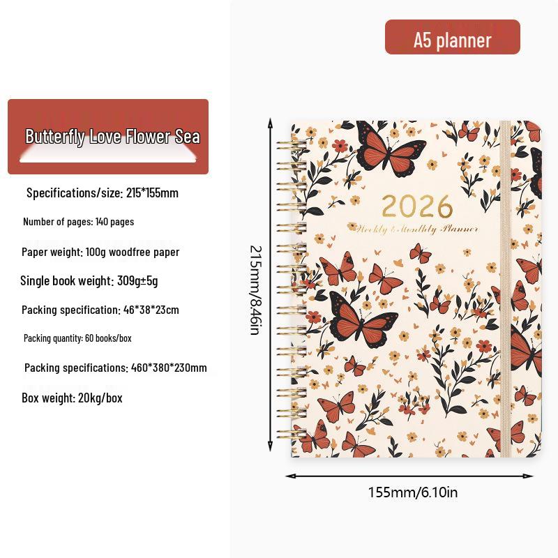 2026 English Student Weekly A5 Planner Coil Notebook