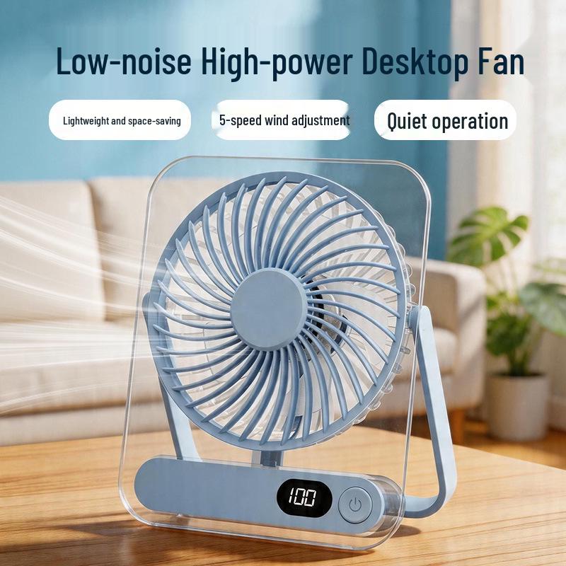 Ultra-Thin Mini Fan: Silent, Long Battery, Strong Wind, Compact for Desktop or Office Use