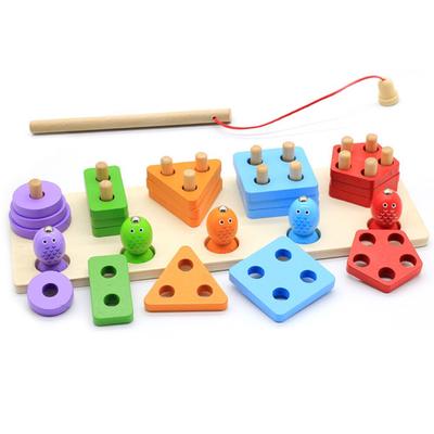 Wooden Toys For Children Fishing Montessori Puzzle Kids Early Learning Educational Games Fishing Toy