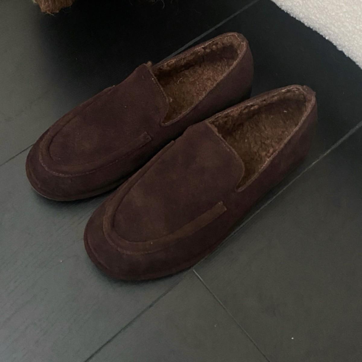 

2025 winter new retro velvet warm flat-soled single shoes for women, versatile casual one-pedal cotton shoes, loafers for women 39