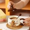 Cartoon Capibala Ceramic Mug with Lid Creative Coffee Milk Tea Water Cup Cute Children Breakfast Cup Household Drinkware