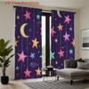 2D Flat   2pcs   2D Flat Printing Curtains   Colorful Stars Moons Night Sky Pattern. Rod Pocket Style with Velvet Fabric for Home