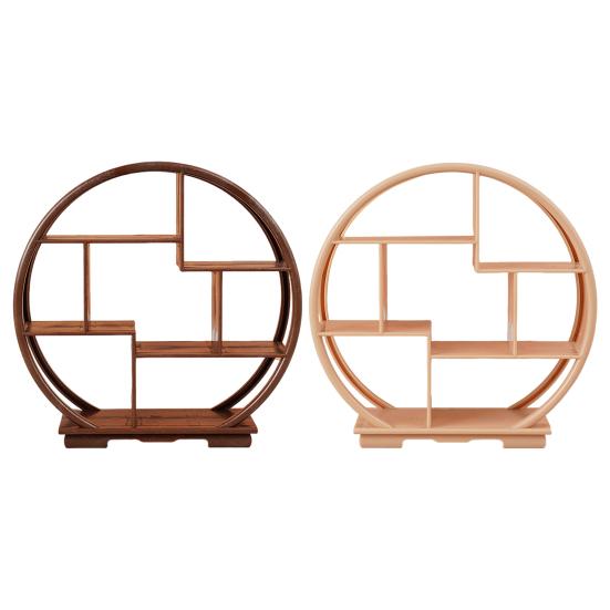 Yousheng Miniatur-Ausstellungsregal Möbel im chinesischen Stil Rundes dekoratives Regal Ornament für 1:12 Puppenhaus Miniatur Modell