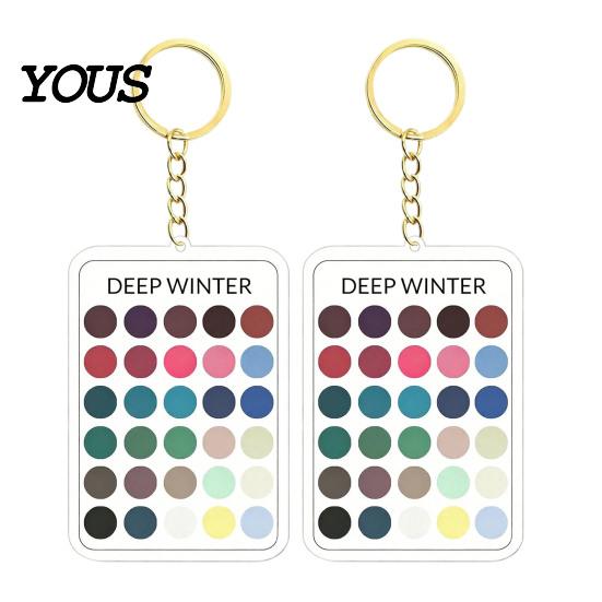 Wardrobe Color Matcher 2Pcs Palette Keychain Pendant, Clear Acrylic Season Analysis Swatches Matching Tool Keychain, Card, Gifts for Fashion