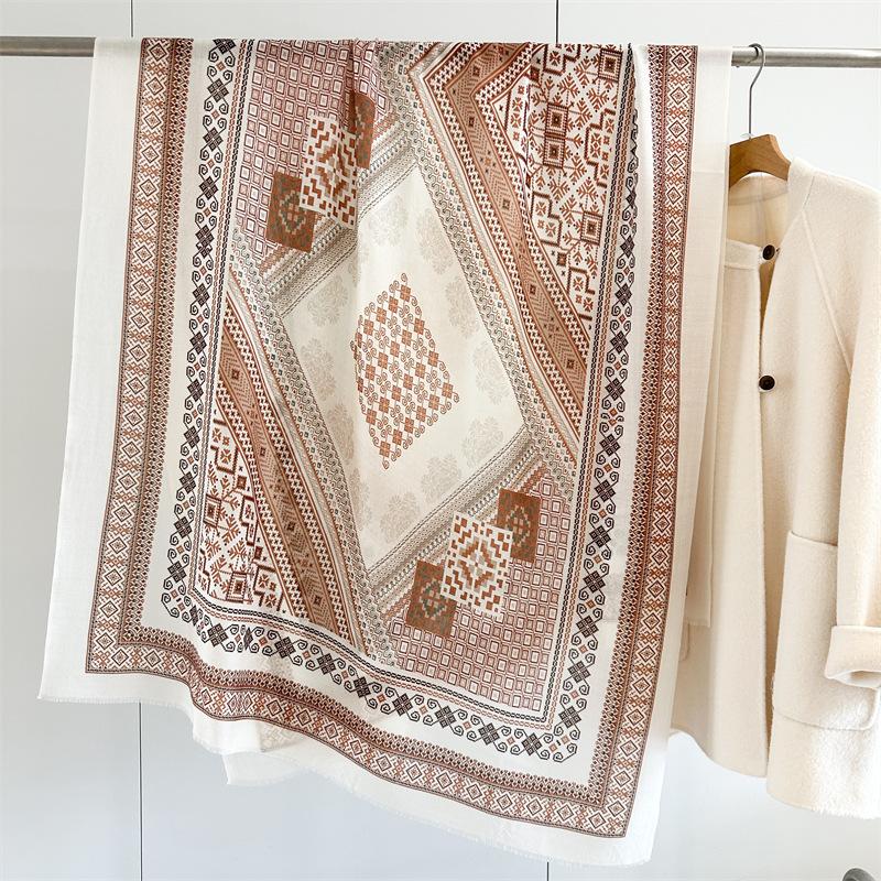 

Premium Wool Scarf Women S Autumn And Winter Water-Soluble Wool Long Scarf Warm Temperament Light Luxury Long Shawl