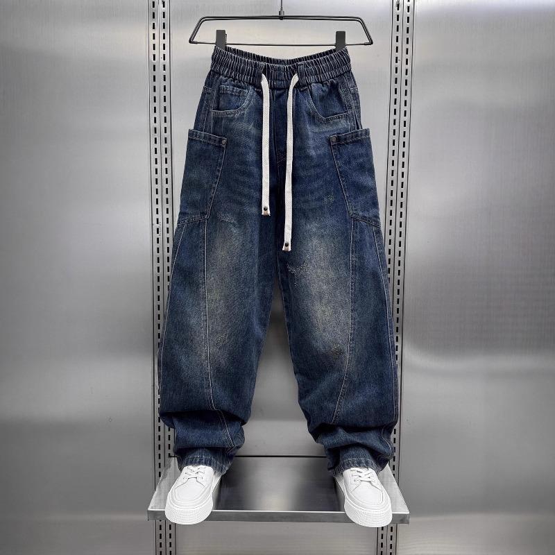 

Men s Spring and Autumn Jeans Fashion Casual Loose Straight Harem Pants S синій
