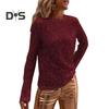 Women Tops Round Neck Long Sleeve Pullover Tops Shiny Sequins Decoration Regular Fit Blouse Daily Wear