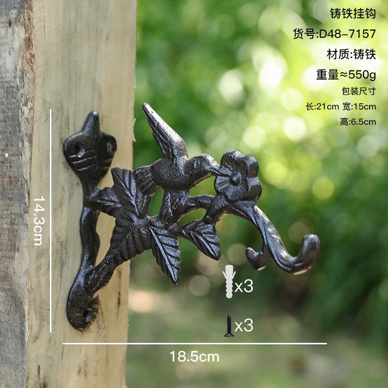 European Vintage Cast Iron Bird Hook Distressed Finish for Garden Patio Outdoor Wall Decor