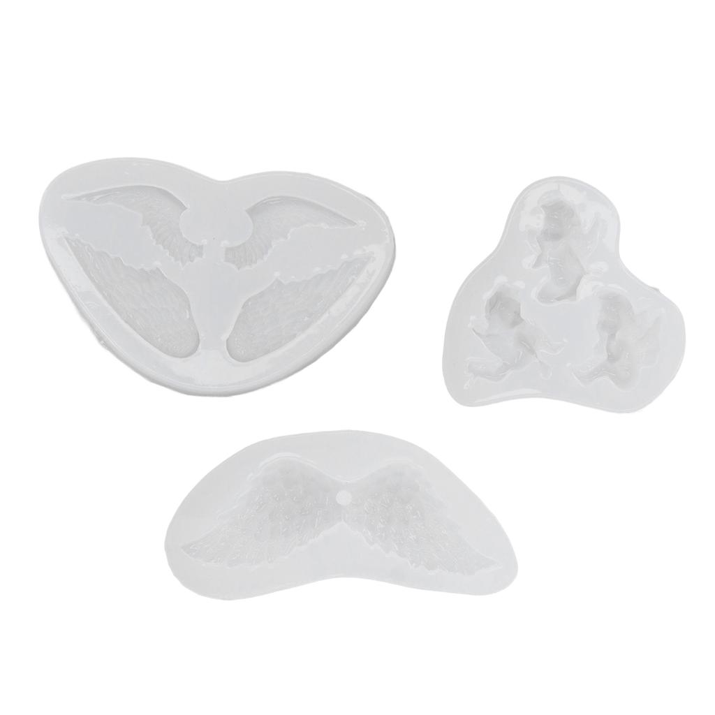 3 Moules en Silicone Forme d'Ange Souple Réutilisable Moule en Silicone Transparent pour Pendentif DIY