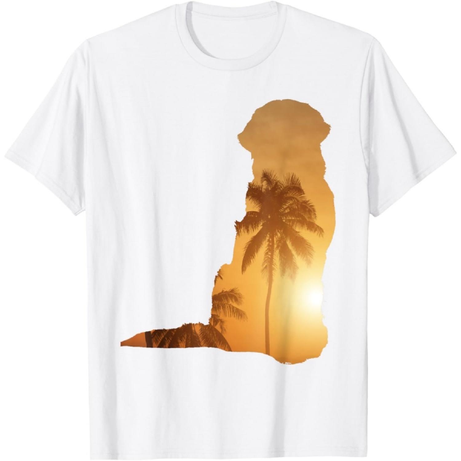 Summer Sunset Beach - Dog Silhouette Golden Retriever Men Women T-Shirt S