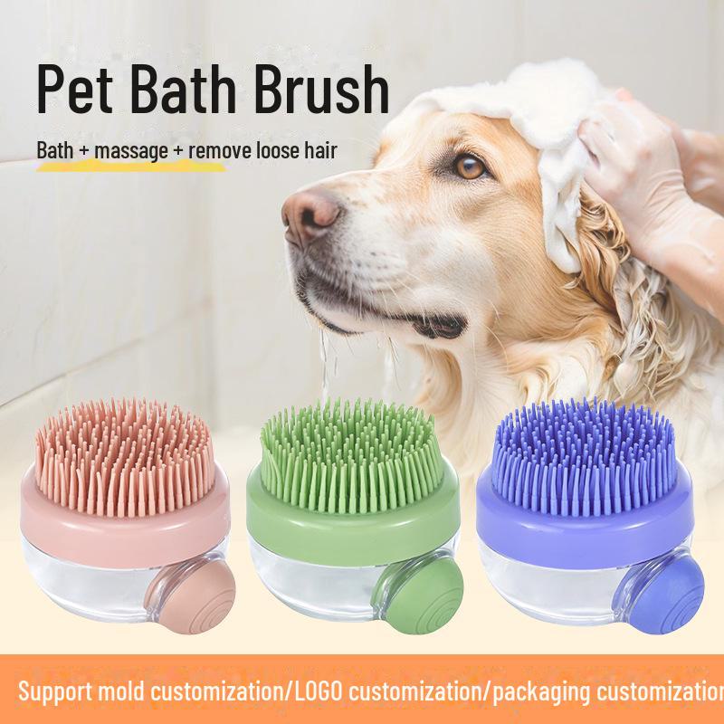 

Pet Bath Silicone Brush: Cat & Dog Massage Bathing Glove Refillable барвинок/синий