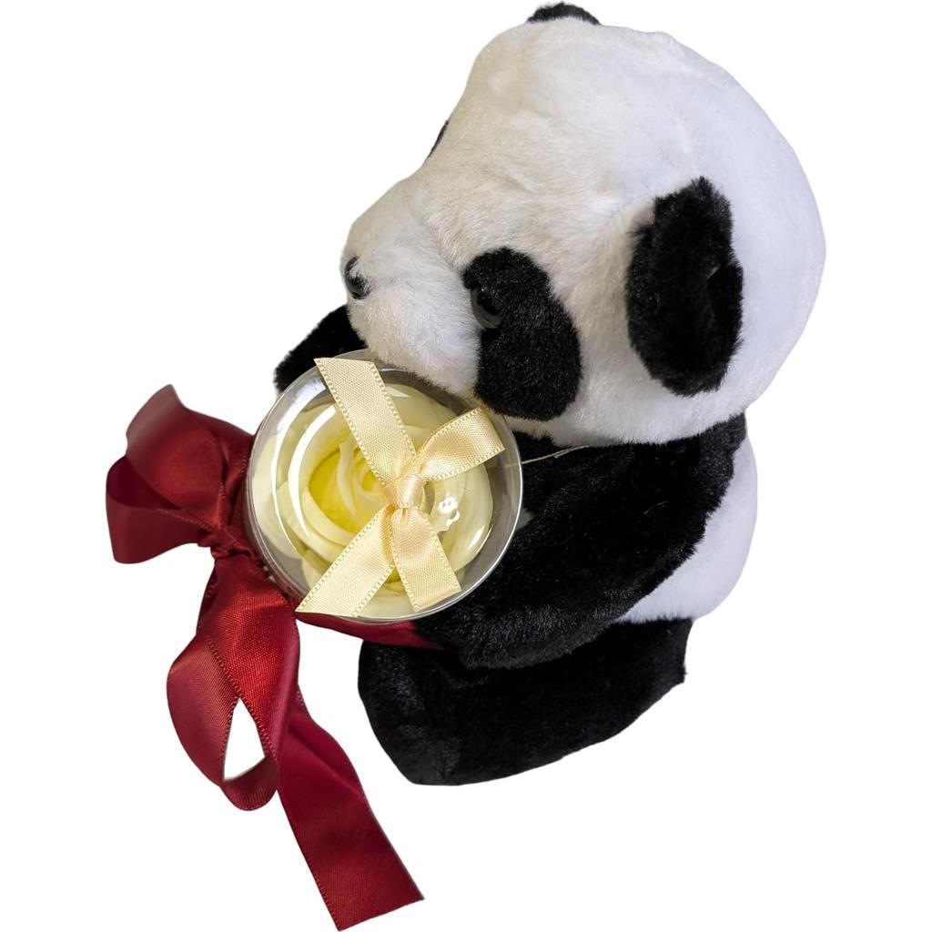 Q-FLA Plush Panda with Ribbon, Cuddly Animal, Fluffy, Perfect for Gifts and Celebrations, 757518