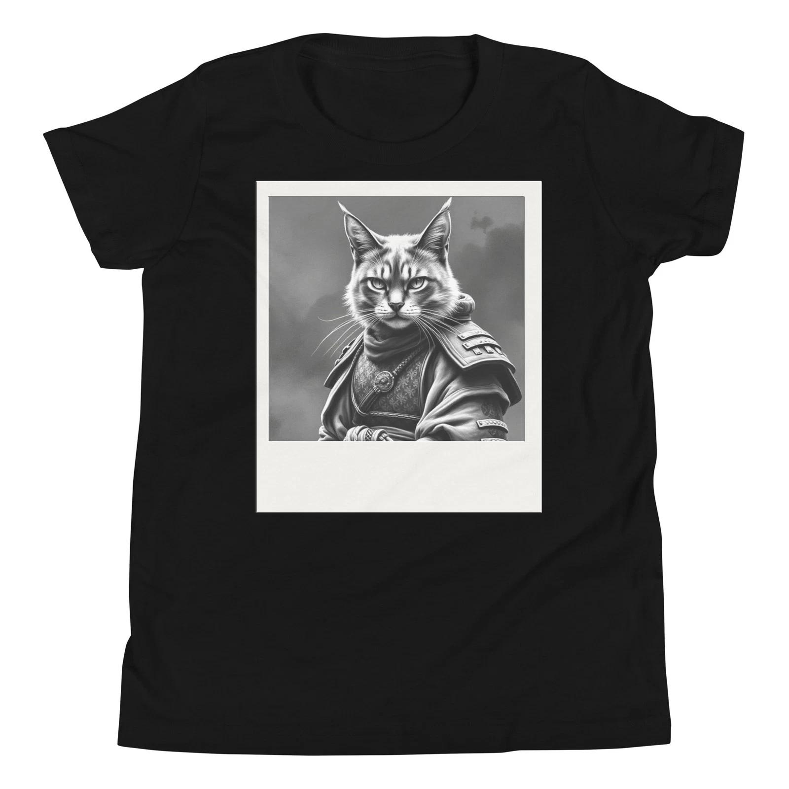 Samurai Cat Japanese Warrior Men  Kid Funny Graphic Youth T-Shirt 140