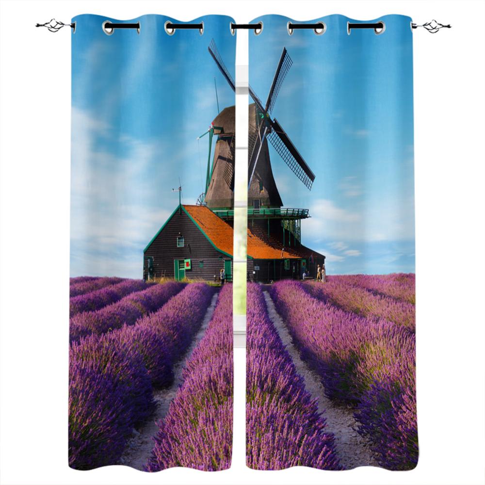Растение Фиолетовый Лаванда Акварельная Живопись Оконные Шторы Спальня Кухня Декор Шторы — фото 13