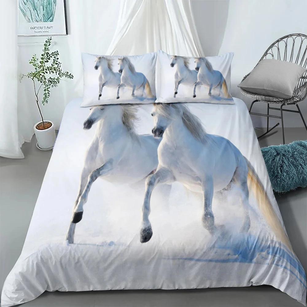 running horse 3d bedding set king queen double full twin single size bed linen set Twin Size for Boys Teens Adult Tennis Racket