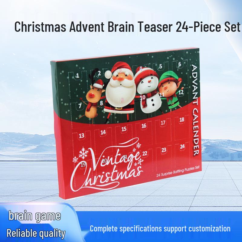 24-Piece Christmas Puzzle Set: Nine-Linked Rings - Challenging Intellectual Toy