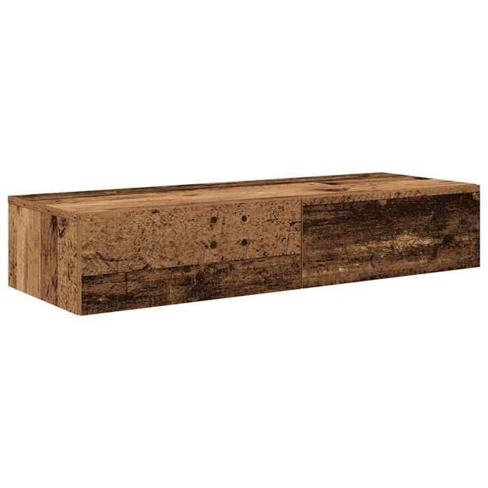 VidaXL Étagère murale avec tiroirs vieux bois bois d'ingénierie, étagère murale avec armoire, meuble de rangement mural, 859993
