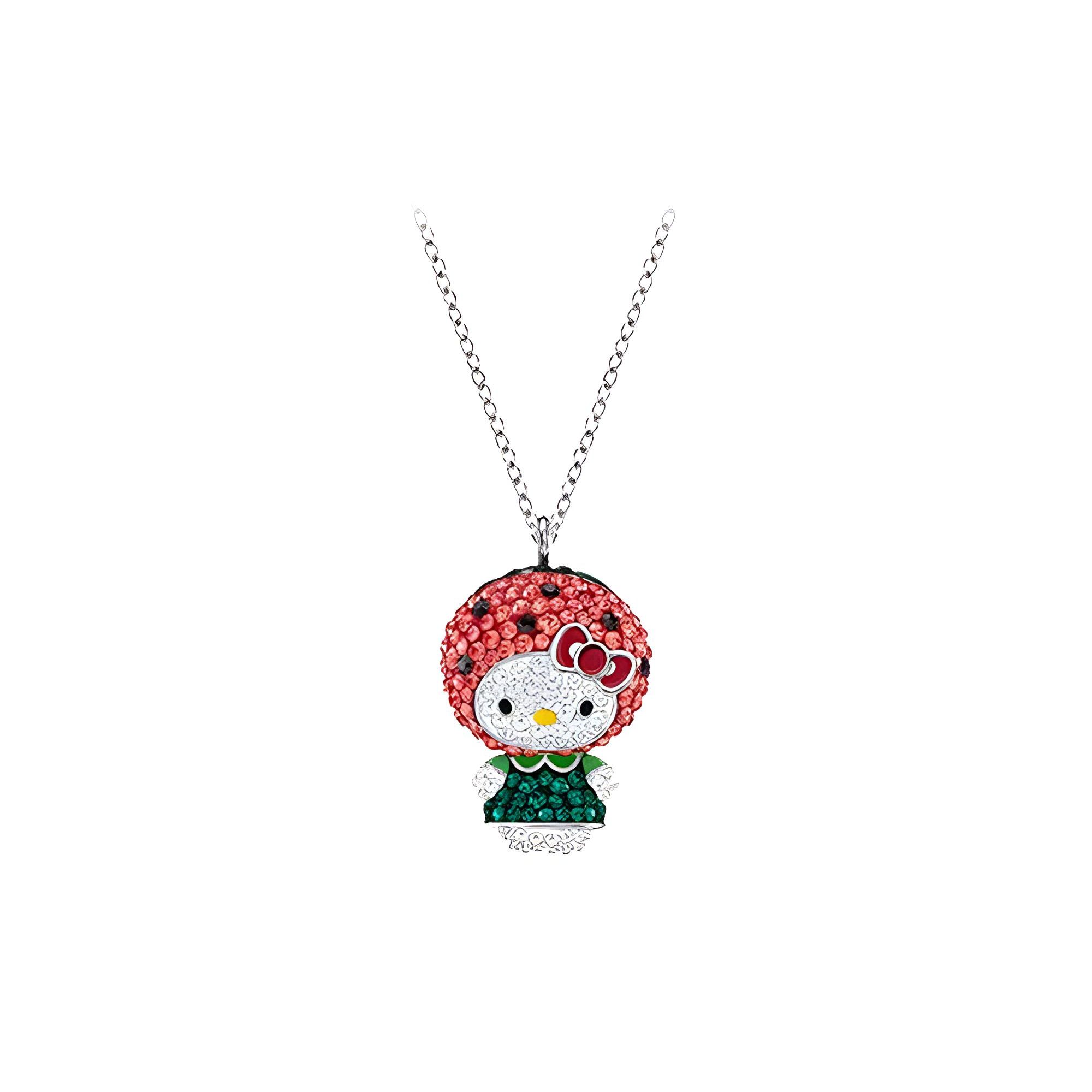 Swarovski Hello Kitty Watermelon Necklace Women necklace 5373134 White Gold-Plated,F