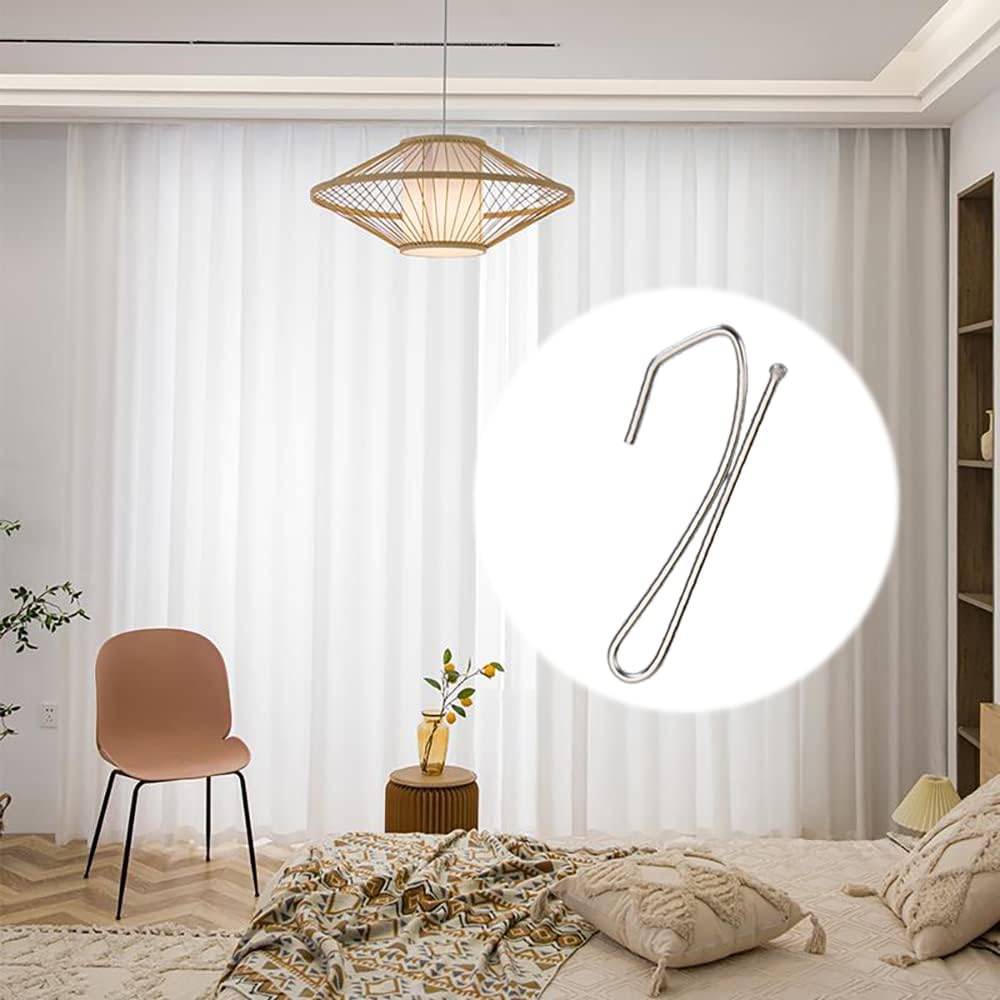 Curtain Hooks Stainless Steel Hooks Metal Single Prongs Pinch Pleat Drapery 70 Pcs Hook Long S Hooks Pinch Pleat (70 pcs)