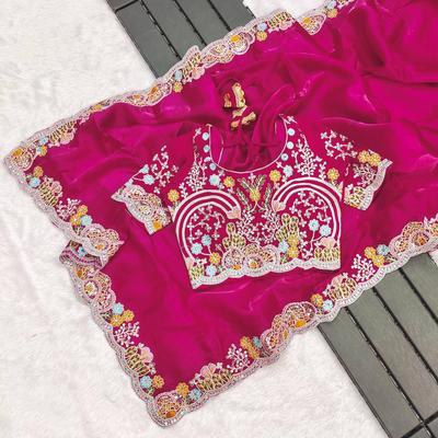 Beautiful Saree Is Elegantly Decorated That Gives a Perfect Look To the Outfit. Blouse (Need To Be Stitched As Per Size And Fit)