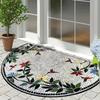 Entrance Door Mat Dust Sand Proof Floor Mats Outdoor Patio Doormat Plant Flower Home Decoration Rug Semi-Circular Carpet