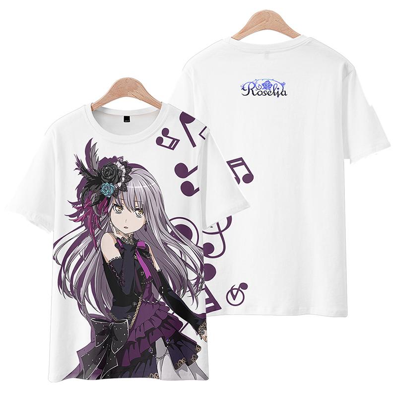 Roselia Anime Tee 2025 New BanG Dream Girl Band All Role Playing 3D Print T-shirt Summer Men Women Harajuku Short Sleeve Y2k Top