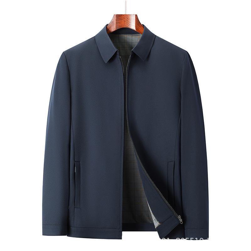 Spring and Autumn Business Casual Jacket Men's Lapel Zipper Jacket Executive Commuter Civil Service Men's Jacket