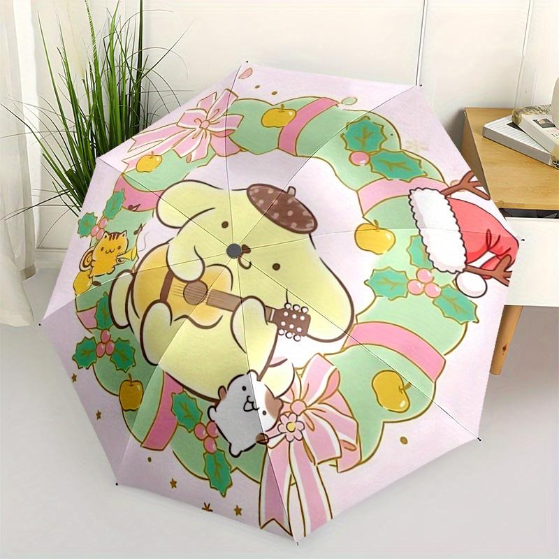 

1pc Christmas Pom Pom Purin Durable Cartoon Folding Umbrella, Portable 3-Fold Compact Umbrella for Men and Women, Suitable for Travel or Daily Use.V01