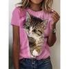 Summer Short Sleeved T-shirt Women's Casual Sports Top Cartoon 3D Printed Pattern Clothes