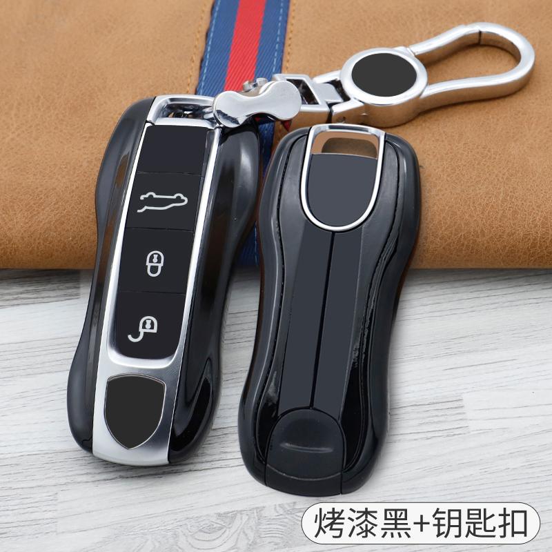 Carbon Fiber Chrome Color For Porsche Cayenne 718 Macan Panamera 911 Boxster Carbon Fiber Pattern Car Key Case Cover Shell Bag