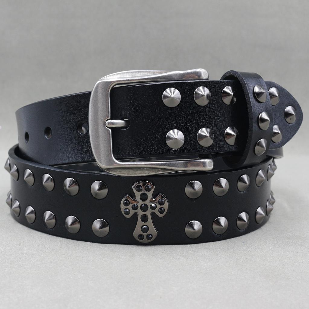 Metal Rivet Belt Luxury Designers Men Rivet Punk Belt Cow Genuine Leather Cintos Masculinos Male Women Rock Hip Hop Strap Waist