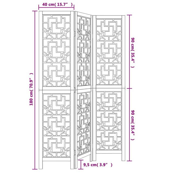VidaXL Room Divider 3 Panels, Room Separator, Privacy Screen, Living Room Bedroom Screen, Brown Wood 358862