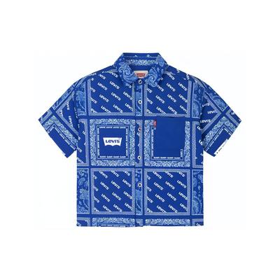 Levis Mode Kurzarm Offen Vorne Kinder Top Sommer Nachtigallblau Herren Tops LV2422201GS-001