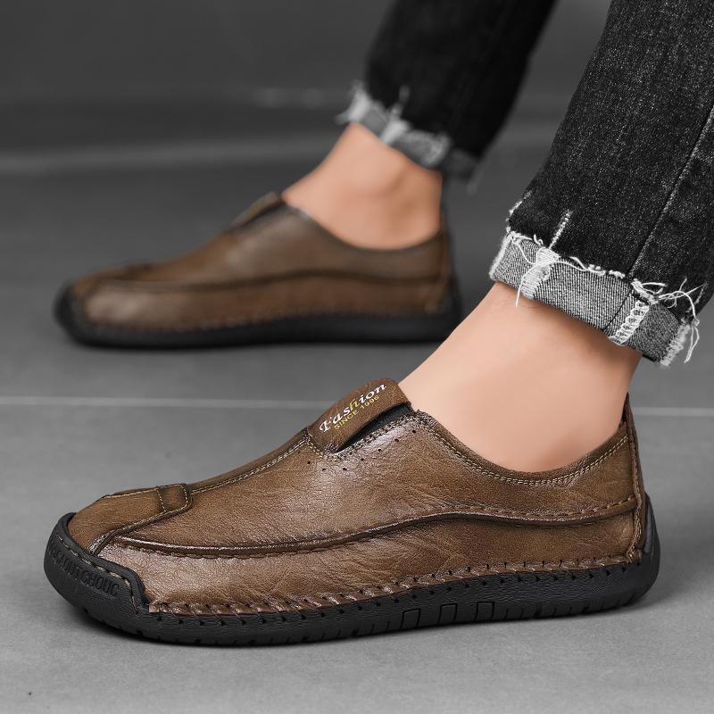 Pantofi casual mocasini pentru bărbați, toamnă-primăvară, lucrați manual, mărime mare, pantofi casual din piele pentru condus