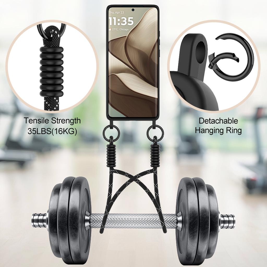 For Motorola Edge 50 5G Liquid Silicone Case Phone Back Cover with Card Holder and Short Strap