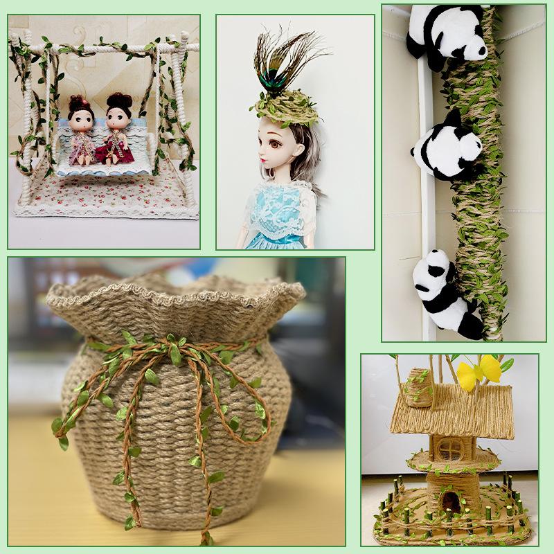 DIY Simuliertes Hanfseil Rattanblätter Kindergarten Handgefertigter Anhänger Mori Umweltdekoration Gewebtes Grünblattseil