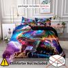3pcs Animal Print Bedding Set Ancient Castle Guardian Dragon Colorful Fire Dragon Duvet Cover Set, Breathable 100% Polyester