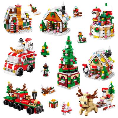 6 w 1 Kreatywny zestaw klocków świątecznych Kawaii renifer zimowa wioska miniaturowy model domu DIY klocki zabawki dla dzieci