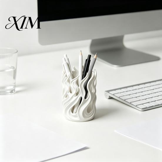 Decorative Pen Stand for Studio Flame Shape Holder, 3D Printed Hollow Pencil Cup, Painting Brush Storage Holder Desktop Organizer Makeup Brush,